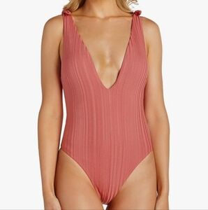 Raisins Size S Textured Pink on Pink Stripe One Piece Bathing Suit